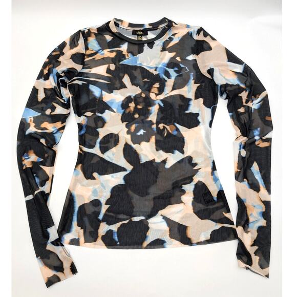 AFRM Women's Long Sleeve Power Mesh Top Shadow Floral Thumb Hole Size M - Picture 2 of 11